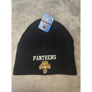 Florida Panthers Vintage Beanie Hat Black Embroidered Knit Cap OSFM NWT